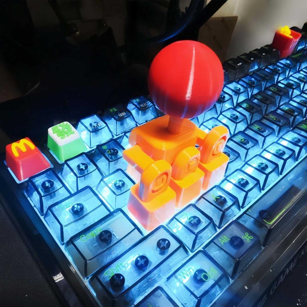 3D Printed Joystick-Design Creative Keycaps, Arcade-Look PLA Plastic Replacement Caps for Mechanical Keyboard Cherry MX Keys, WASD & Arrow Key Decor for Street Fighter Gaming Setup