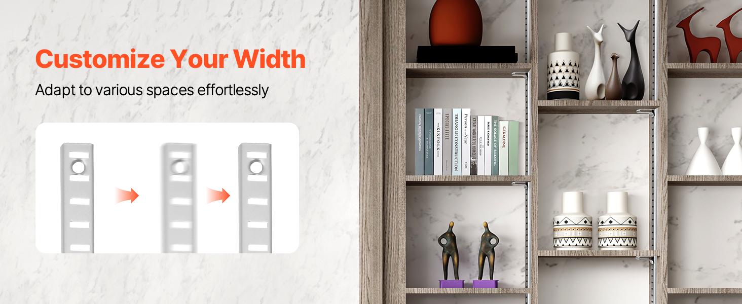 VEVOR Shelf Pilaster, 36.3-inch 6 Pack, Adjustable Shelf Brackets Steel Mortise Mount Pilaster Strip Standards with 24 Screws, Suitable for Wall Shelving System Cabinet Closet Organization