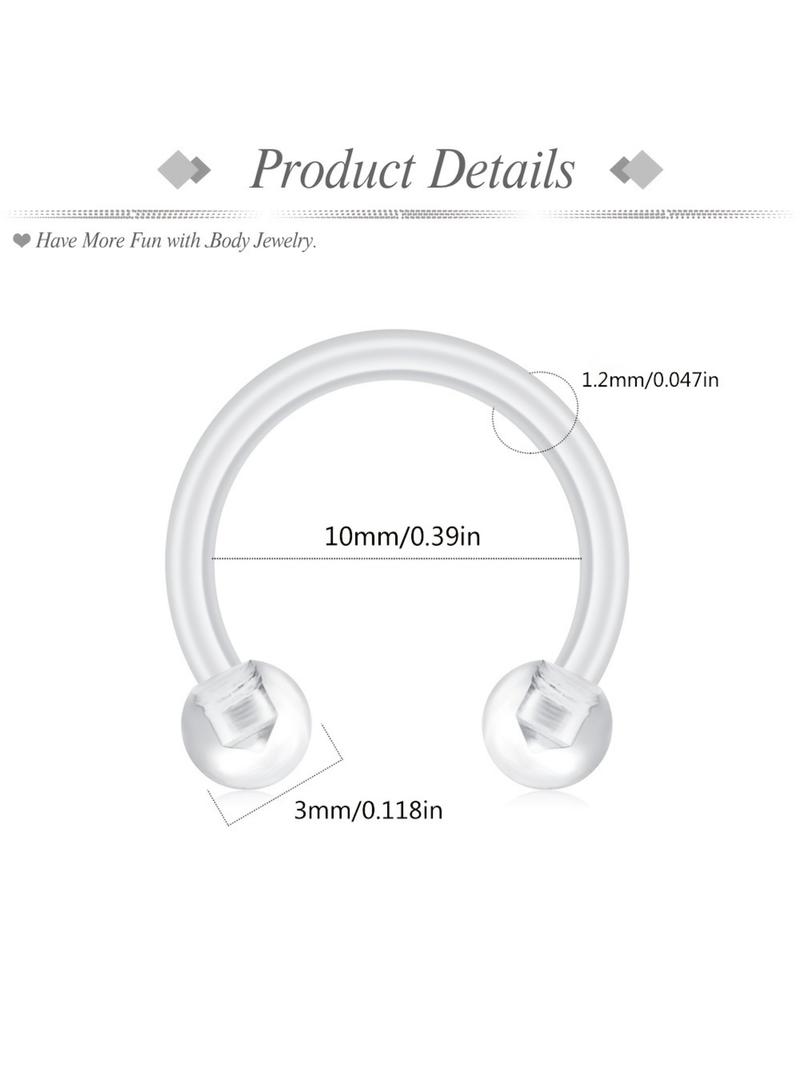 48pcs Clear Nose Ring Bioflex Stud Retainer, Nose Piercing Body Jewelry for Men & Women, Durable Comfortable Design