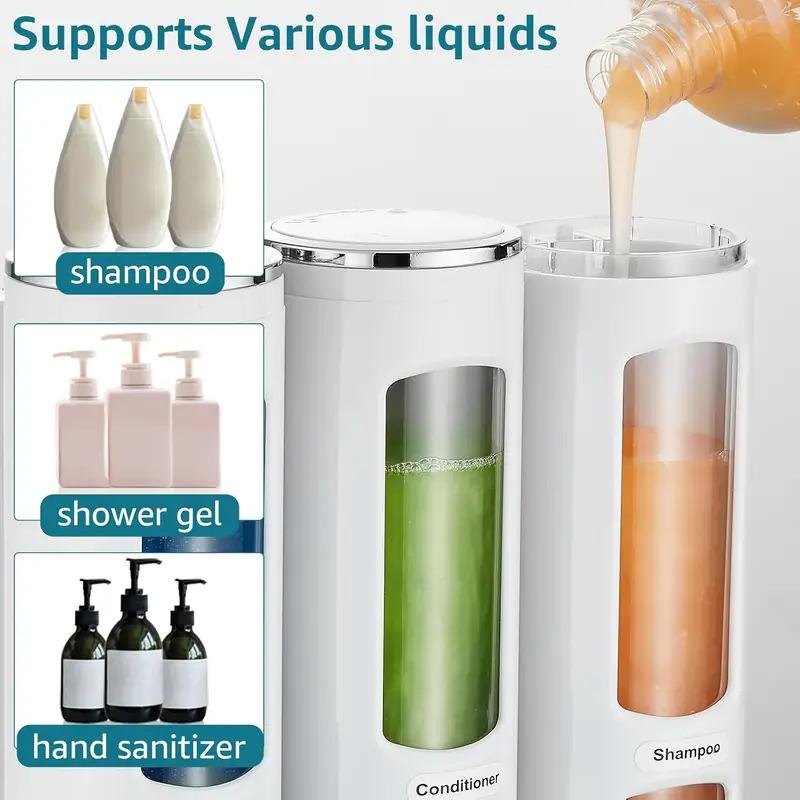 Wall Mounted Shampoo & Conditioner Dispenser Set, No Drill Installation, 400ML Liquid Soap Shower Pump, Bathroom Organizer