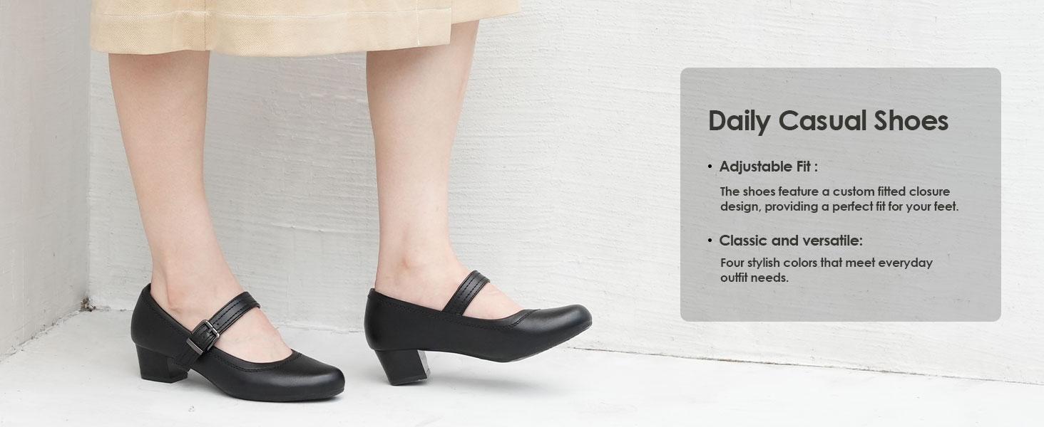 Ortho rest Women Mary Janes Shoes Accommodating to Bunion-Friendly Dress Shoes Low Chunky Heels Work Pumps