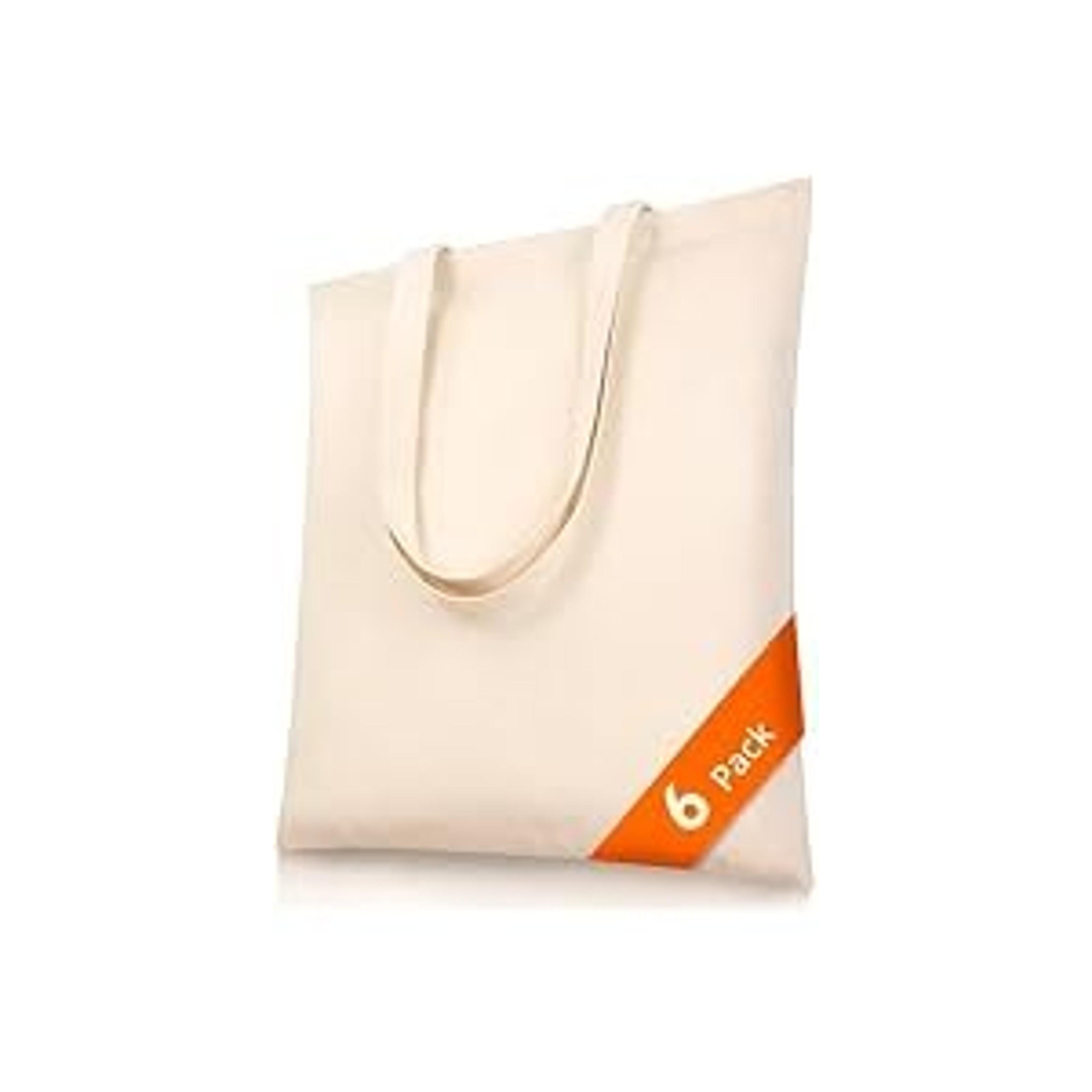 Canvas Tote Bags, 15 x 16 in – 100% Cotton Blank Reusable Grocery & Craft Tote Bag with Long Handles