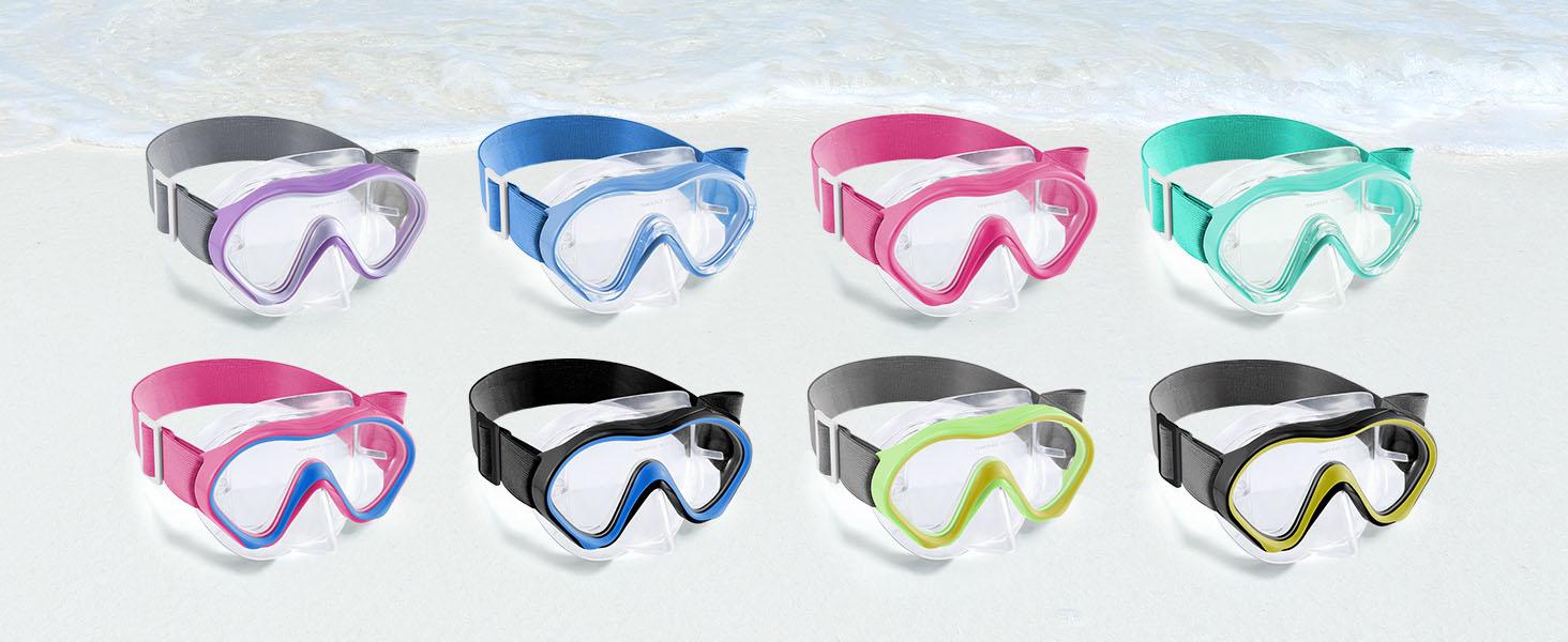 Aegend Kids Water Goggles - Swimming Accessories with Nose Cover, Anti-Fog Knitted Strap, No-Leak Design, Wide View, Clear Vision Diving Swimming Goggles for Boys and Girls