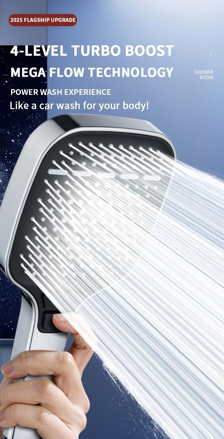 High Water Pressure 4 Outlet Mode Hand Shower with Anti-Clogging Nozzles for Tub, Tile and Pet Cleaning
