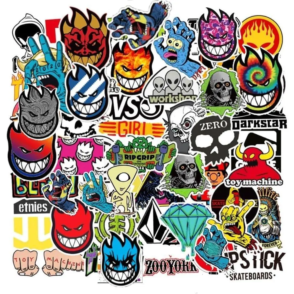 100Pcs Skateboard Stickers Cool Sticker Waterproof Stickers for Laptop Water Bottle Suitcase Phone, Skateboarding Stickers Decal for Teens Boys Adults