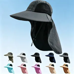 Wide Brim UPF 50+ UV Protection Fedora Hat With Neck Flap, Unisex Outdoor Headwear Suitable For Hiking, Fishing And Daily Activities