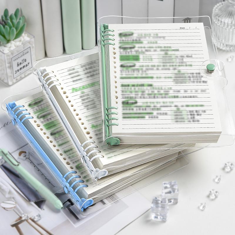 60 Sheets Transparent Loose Leaf Notebook Refillable Binder A5 B5 Clear Cover Large Capacity Smooth Writing Pages Easy Organize Study Notes Planner Journal School Office Back to School Supplies Minimalist Design Portable Durable Spiral Notebook
