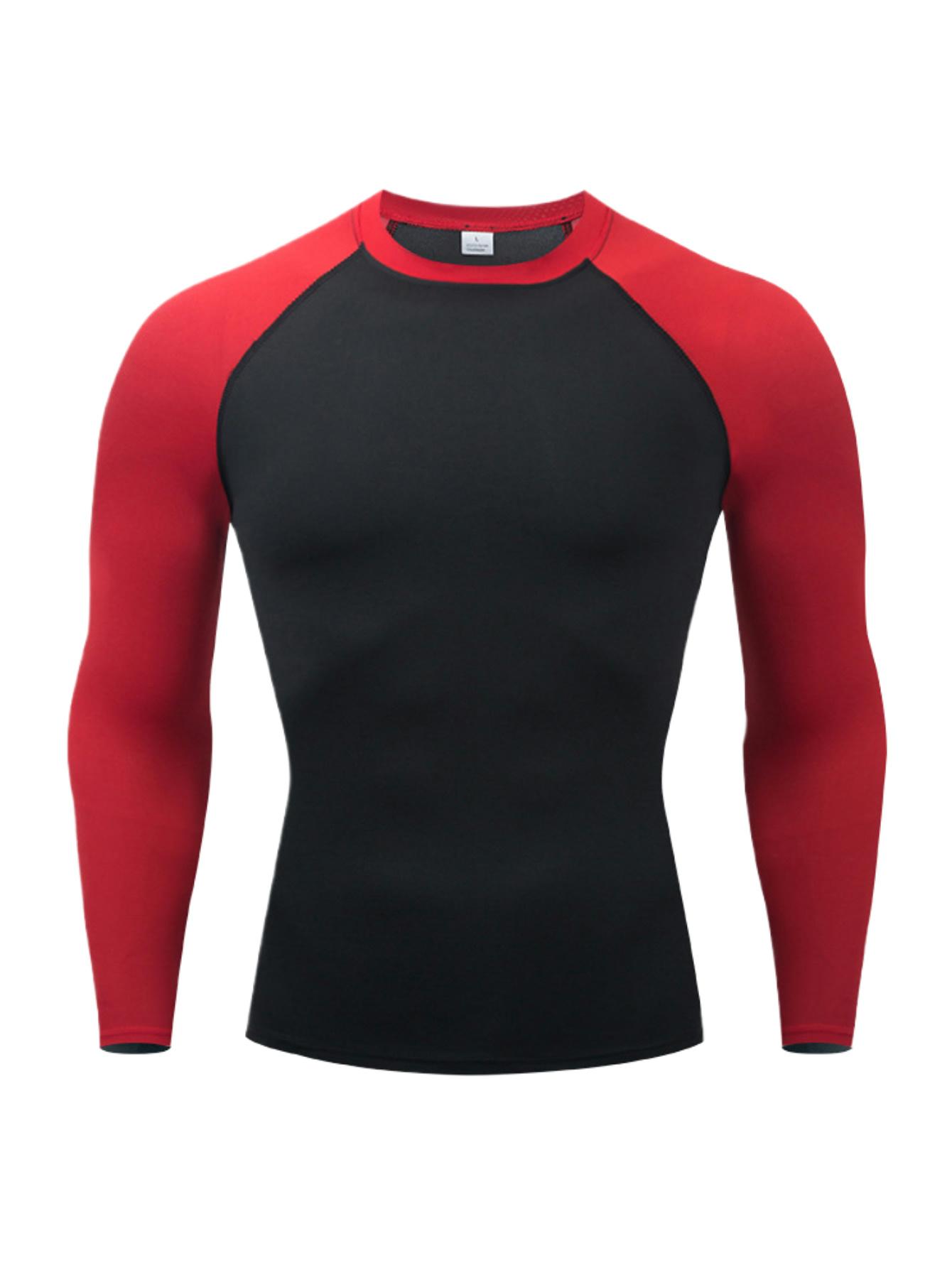 5 Pack Men's Long Sleeve Shirts Moisture WickingSweatproof Sunscreen Men's Quick Dry Breathable ColorBlock slim Long Sleeve T Shirt, Comfortable High StretchBase Layer Men's Outdoor Jogging, Fitness Training ActivityTopS Athletic Running Tee