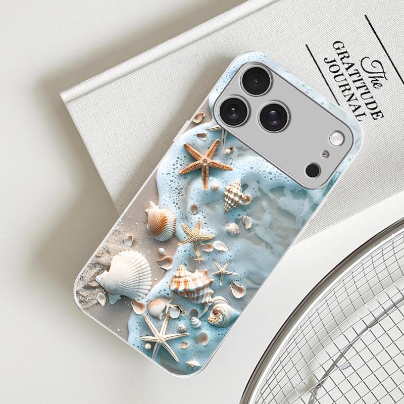 Summer Beach Vibe: Seashell & Starfish Phone Case — Shockproof Glossy Cover for 【iPhone 17 Pro】666