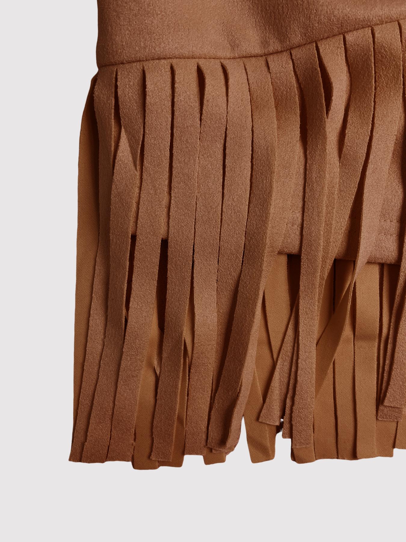 Adjustable Strap Fringe Outfit - Western Baddie Spaghetti Strap Cami & Skirt Matching Set