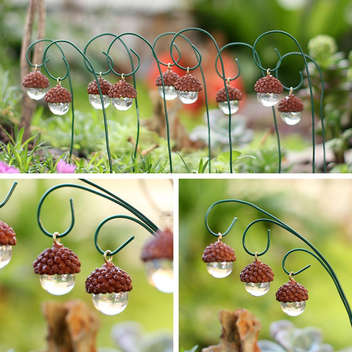 9 Piece Resin Acorn Hanging Decor Set, Fairy Garden Outdoor Decorative Accessories, Miniature Statue Decorations, Micro Landscape, Bonsai Craft Decoration, Garden Sculptures, Home Decor