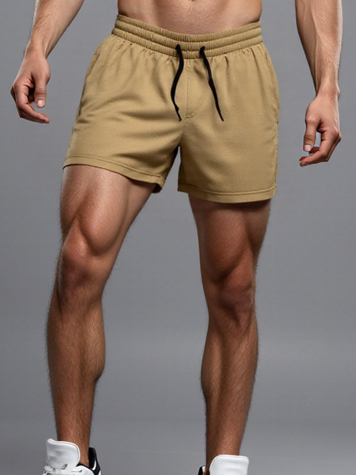 Men's Sport Shorts with Drawstring Waist and Side Pockets, Breathable Fabric for Running, Fitness, and Casual Wear, Athletic Style