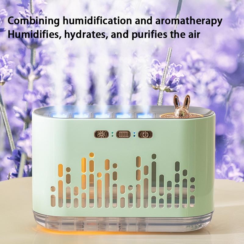 Music Sensor Humidifier Diffuser with Colored Flame and Sound Spray, 700ml, USB Powered Humidifier, with Aromatherapy Essential Oils, 7-Color LED Auto-Off, Timer, for Bedroom, Home Office, Fragrance Machine