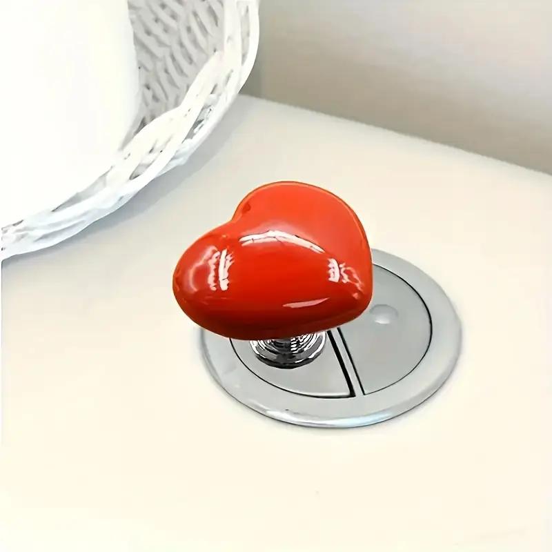 3-Piece Heart-Shaped Toilet Tank Button Push Rod, Long Nail Protection Flush Lever, Easy-Press Toilet Button Aid for Comfortable Use
