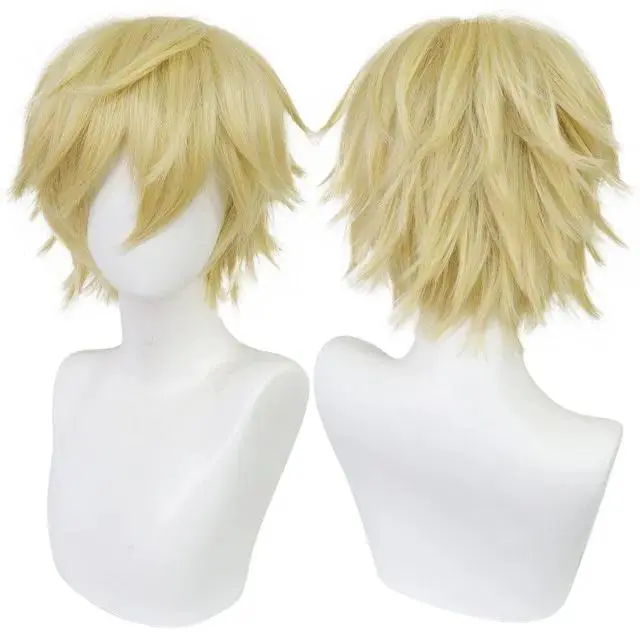Universal Cosplay Synthetic Wig Silver Red Pink Blonde Grass Green Black Straight Men's Wig for Halloween Cosplay Party Wigs
