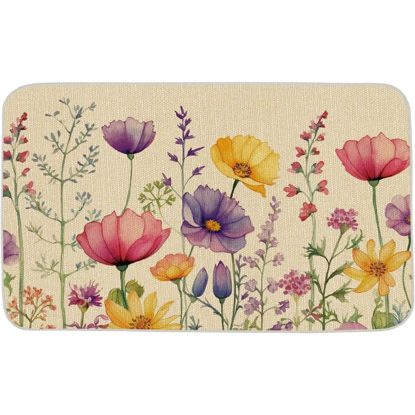 Spring Summer Floral Door Mat    Decorative Doormat  Low-Profile Floor Rug  Mat for  Indoor Outdoor 17 x 29 Inch