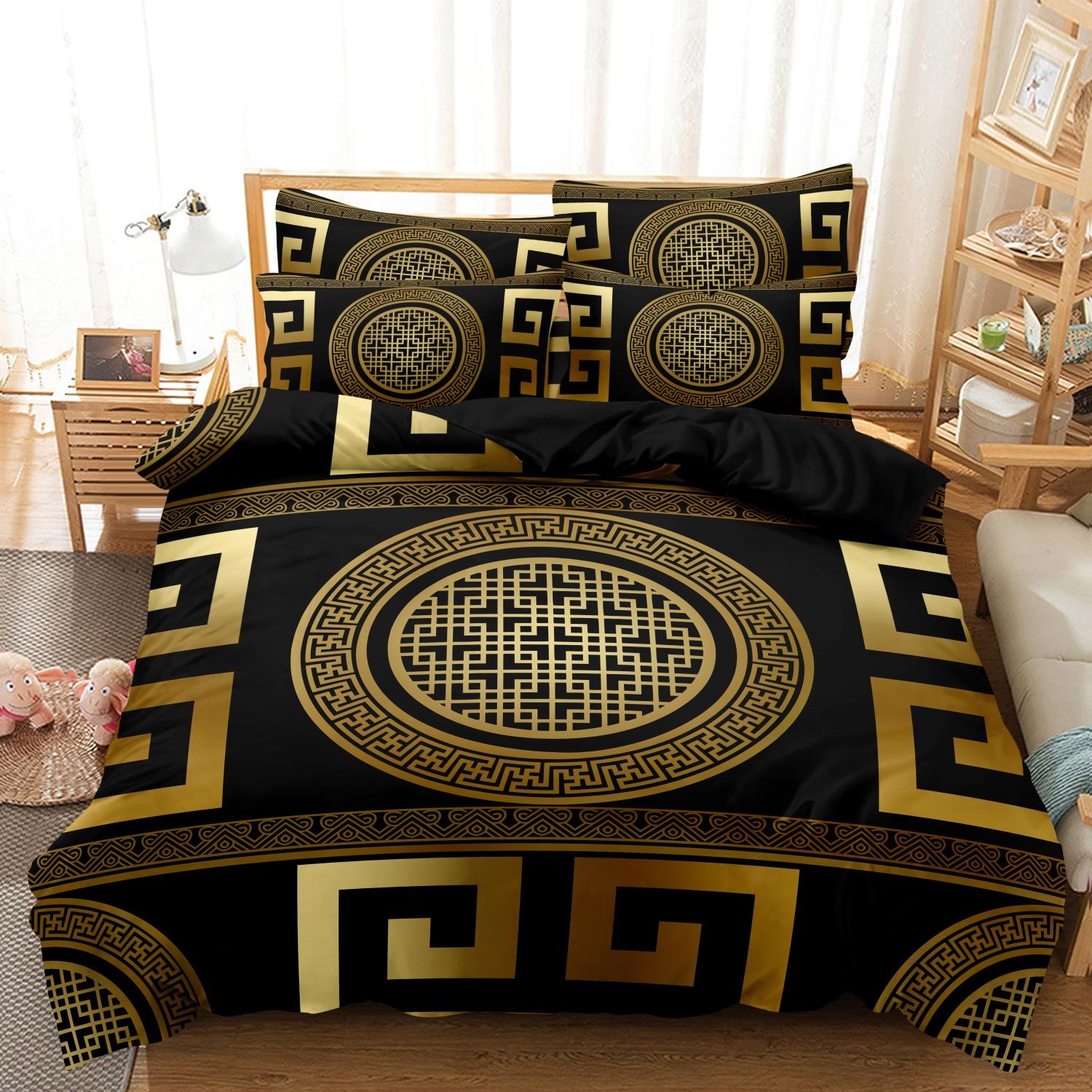 Luxury Baroque Geometric 3-Piece Duvet Cover Set for Bedroom, Hotel, Inn, and School Dormitory, Holiday Gift Bedding, Decorative Bedding Set (1 Duvet Cover + 2 Pillowcases, No Comforter, No Pillow)