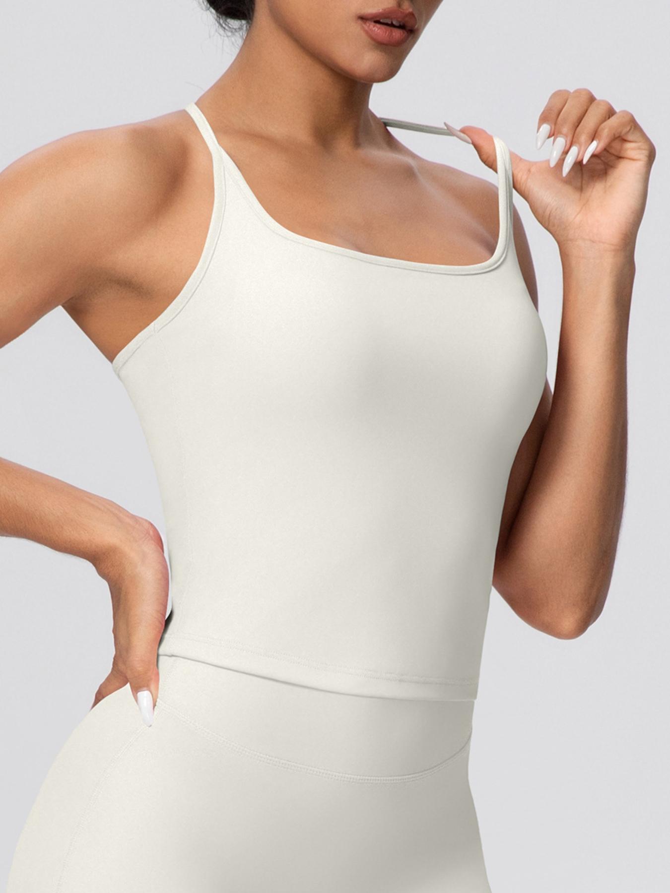 Women's Fine-Strap Y-Back Yoga Tank Top with Padded Cups Casual Fitted Sports Top with Quick-Dry Technology High-Stretch Y-Back Sports Bra Outdoor Running Fitness Bra Yoga Sports Vest