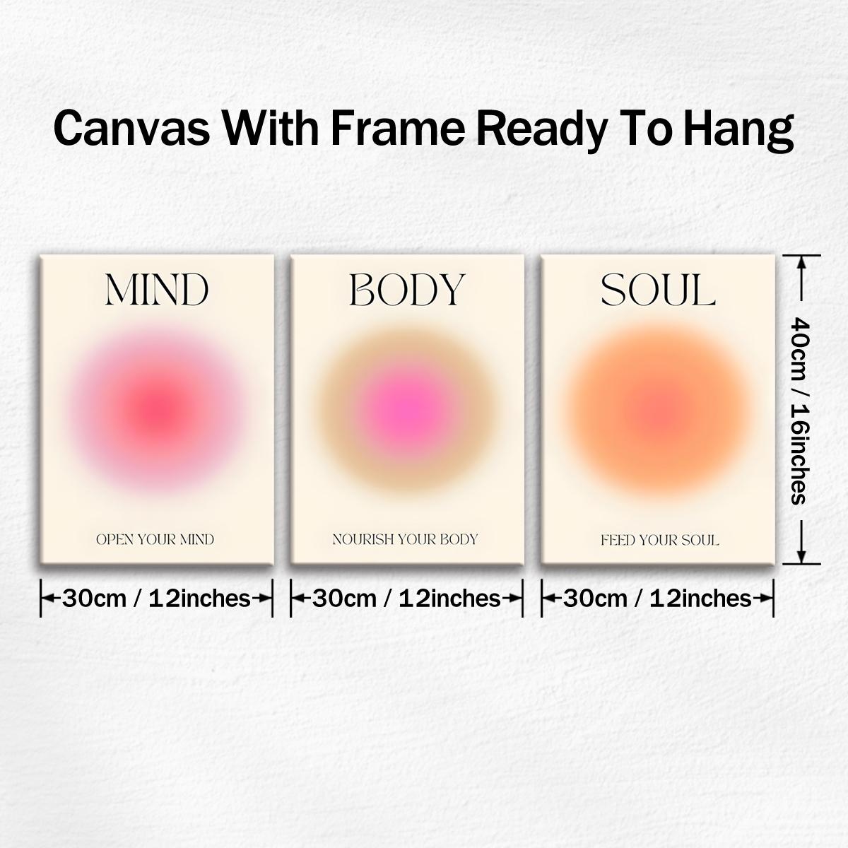 Wooden Framed Canvas Painting, 3 Counts/set Modern Wall Art, Angel Halo Canvas Poster, Wall Decor for Home Living Room Bedroom Office