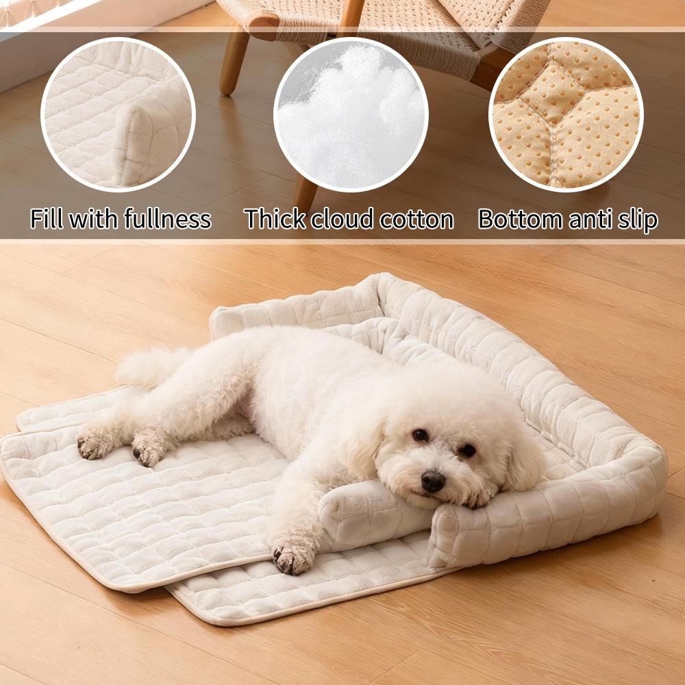 Plush Pet Bed, Cat & Dog Love Sofa Cushion, Soft Dog Nest, Large Space Anti-Slip Sleep Pad, Cozy Pet Lounger, Fluffy Cloud Bed