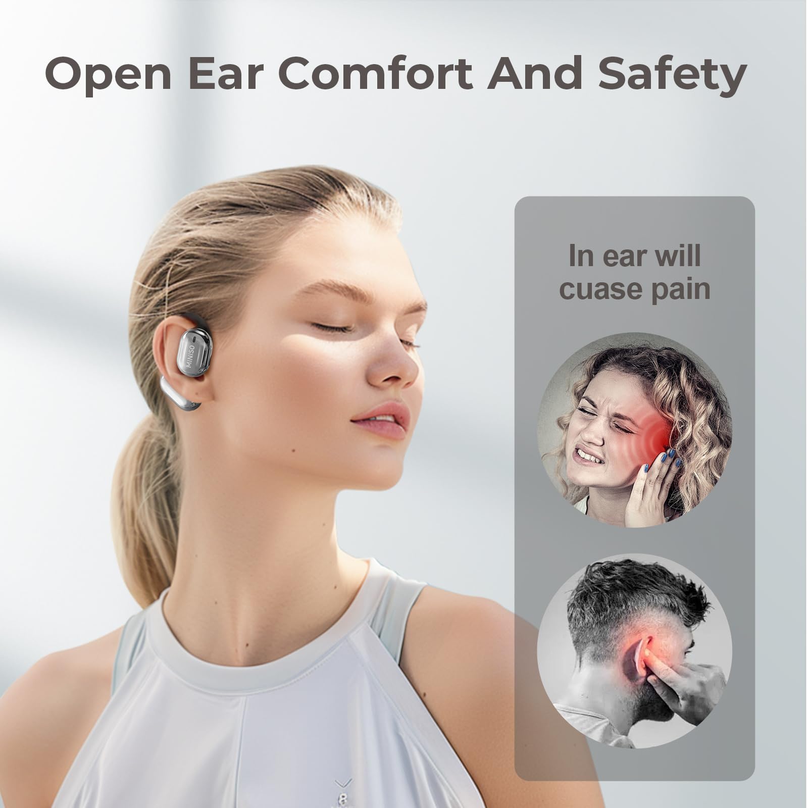 MINISO MS162 Wireless Bluetooth 5.4 HIFI Sound Quality Bluetooth Headphones Sports Gaming with Low Latency Earbuds Touch Control IPX5 Waterproof With microphone Earphones Headsets