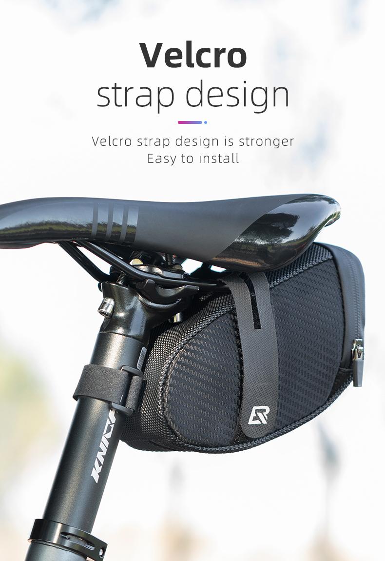 ROCKBROS Bike Saddle Bag, Bike Bag Under Seat, Strap-on Cycling Wedge Pack, Bike Seat Storage Bag for Mountain Road Bikes, 0.75L