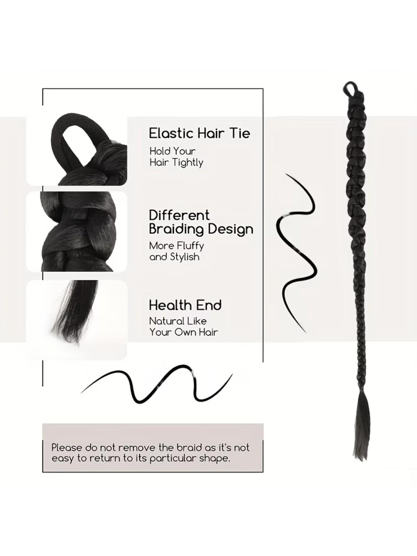 Women's Daily Wear Synthetic Hair Extensions, Braided Ponytail with Elastic Band, Hip Hop Twist Braid, Messy Bun Style