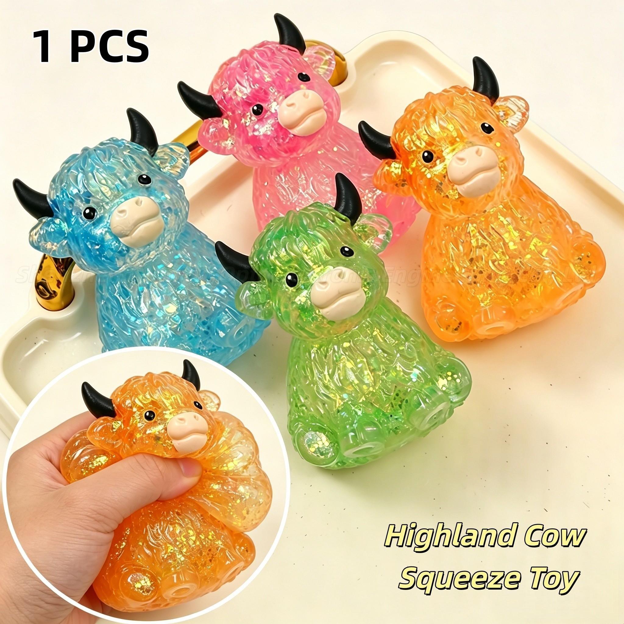 Highland Cow Slow Rebound Stress Ball, Mini Cute Animal Squeeze Toy, Soft Anxiety Fidgets, Adult Sensory Relief, Easter Basket Filler, Party Gift, for Cow Lovers, Squishy Stress Ball