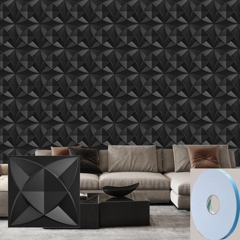 20/30pcs 3D Textured PVC Wall Panels, Waterproof & Moisture-Proof, Easy Install with Adhesive Tape - Modern Abstract Design for Stylish Home Decor, 11.8 x 11.8 inch, Waterproof Wall Panels