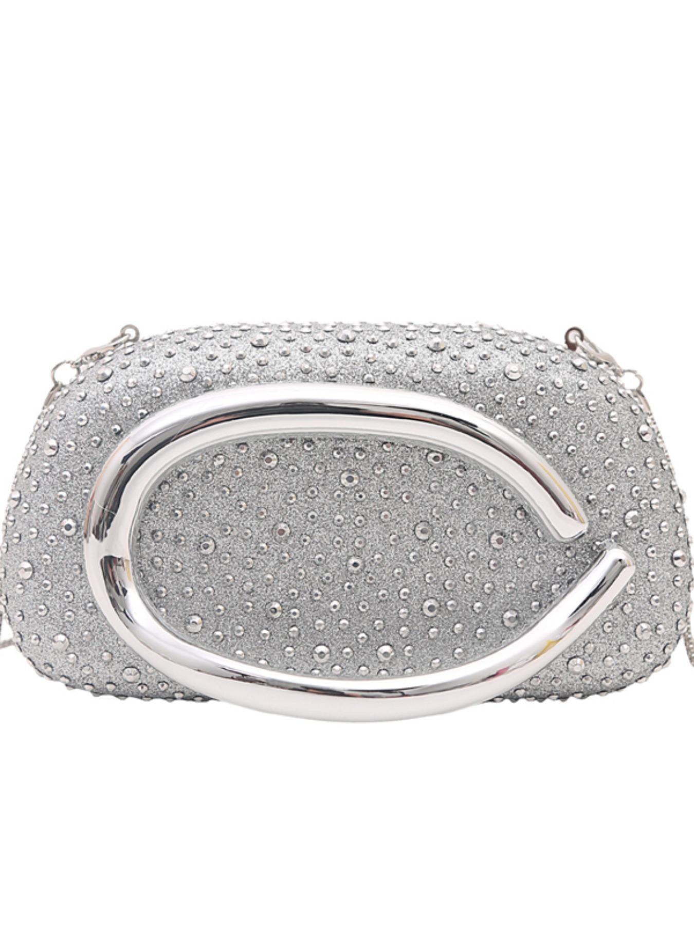 New Flashy Rhinestone Shoulder Bag, Crystal Decor Top, Spacious Interior, Chain, Y2K Style, Perfect for Parties, Nightclubs, Concerts