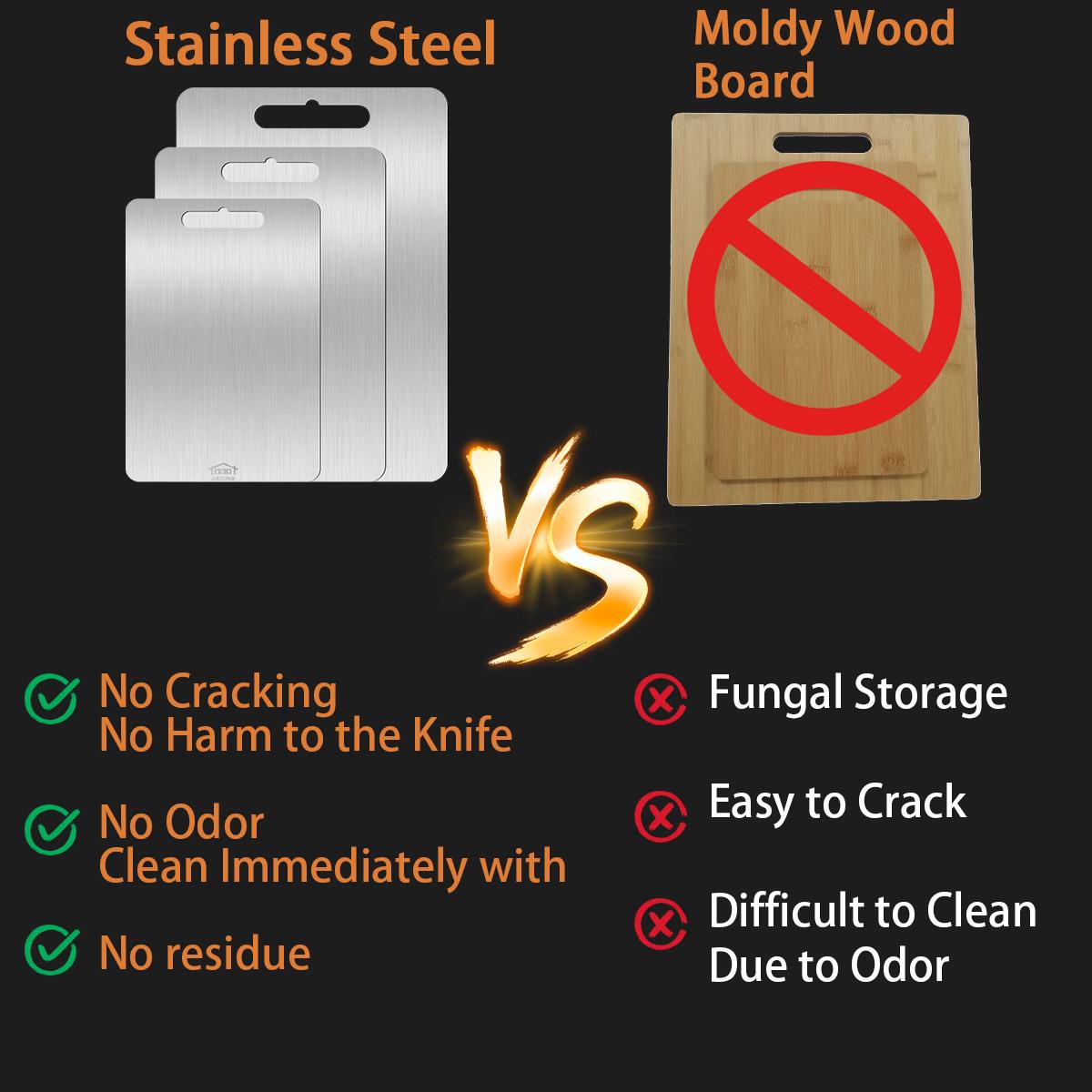 3PCS Stainless Steel Cutting Board Set S+M+L Sizes Food-Grade Metal Chopping Boards for Meat Vegetables & Ultrathin & Durable, Portable & Rust-Resistant Easy to Clean More Edge-Smoothing Kitchen Tools - Kitchenware