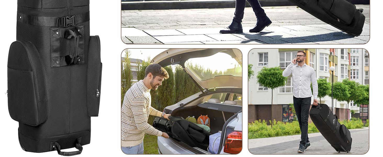 Himal Outdoors Golf Travel Bag - Heavy Duty 600D Polyester Oxford Wear-Resistant, Excellent Zipper Universal Size with Wheels, Soft-Sided Golf Club Travel Cover to Protect Clubs