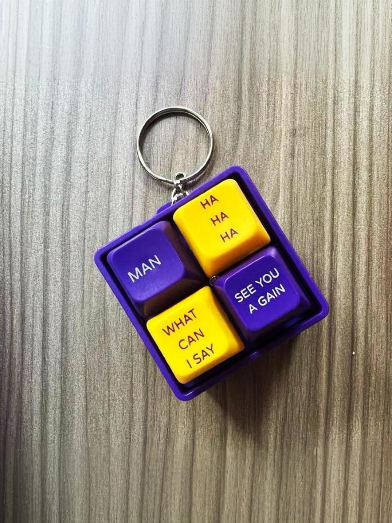 Mamba Theme 4-Key Sound Keycap Stylish Keychain Purple Gold Fun Collectible Gift