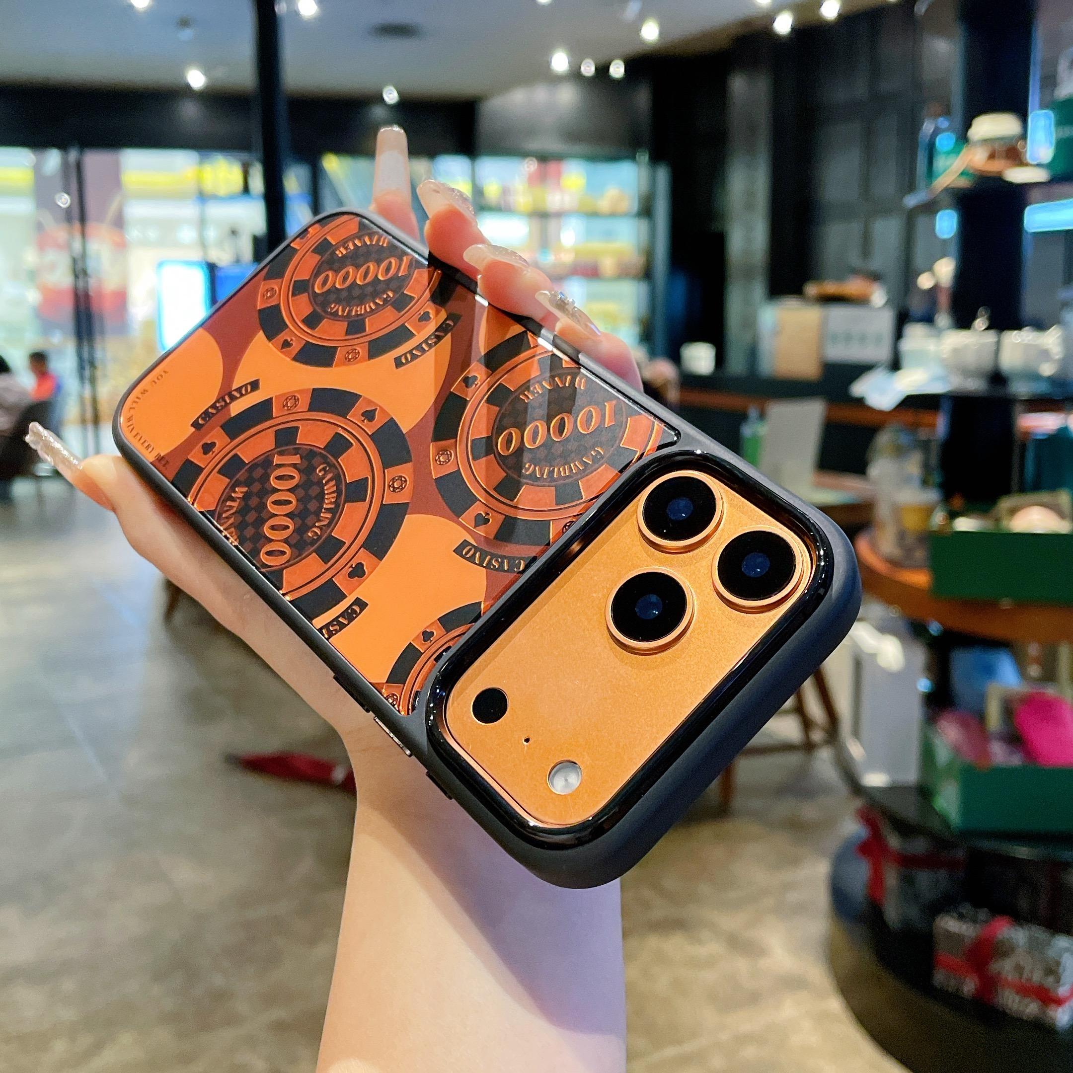 Unique coin-patterned phone case compatible with iPhone 17 Pro Max, Air, 16 Pro, 15 Plus, 14, 13, and 12. Magnetic protective case for full camera protection, premium gold-plated gradient finish, shockproof and scratch-resistant.