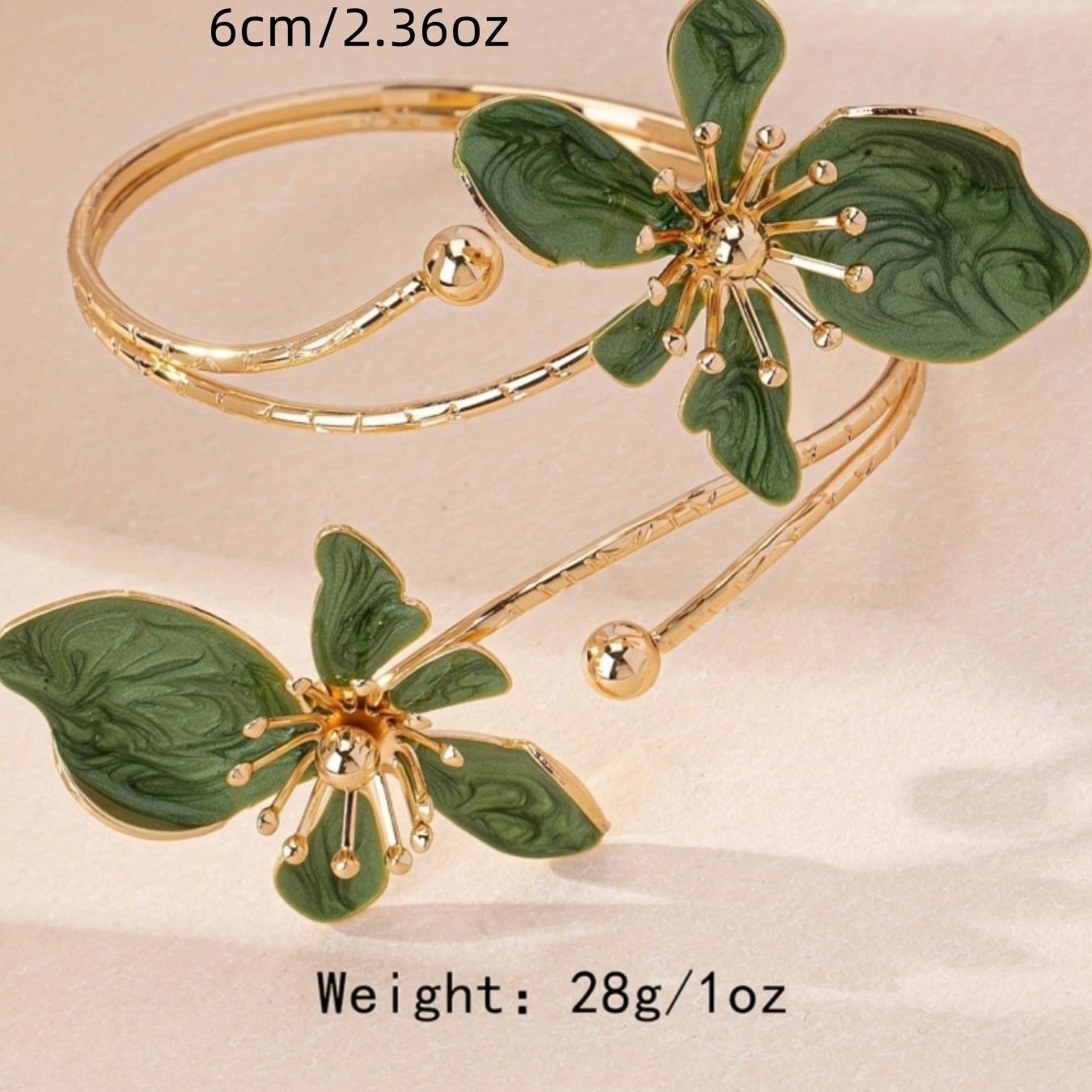 Elegant Floral Open Cuff Armlet, Iron Material, Perfect for Parties, Weddings, Summer Events, Ideal Gift for Friends & Family, Aesthetic Jewelry