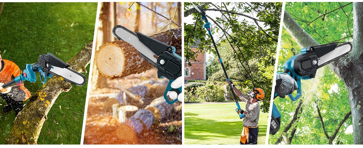 Upgrade 2pcs high branch saws, telescopic high-altitude shears, electric brushless pruning saws, extended high branches, two electric and one electric garden pruning tools