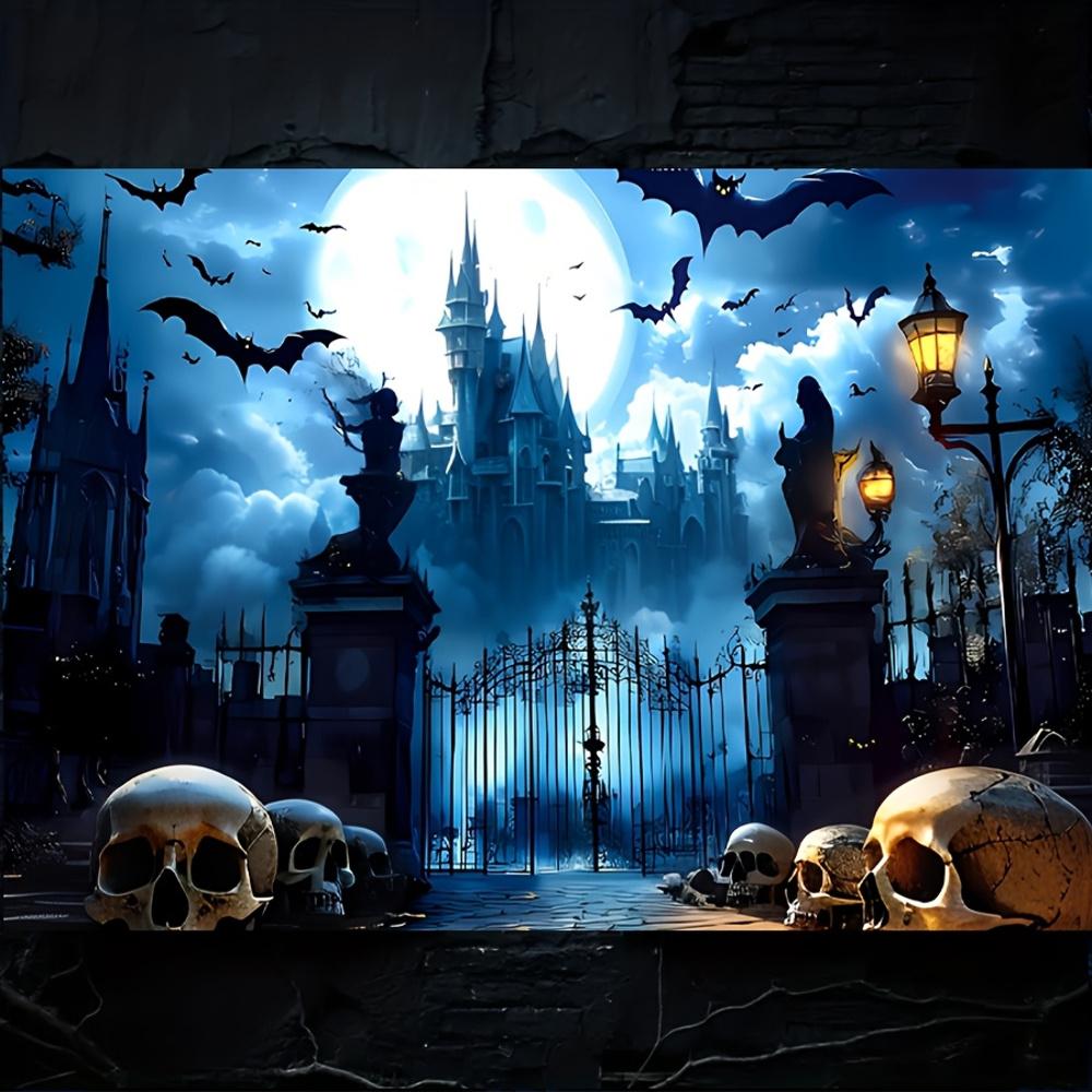 2D Flat Halloween-Themed HD Digitally Printed Polyester Photography Backdrop, Soft Lightweight Foldable Cloth for Halloween Events, Party Decoration, Portrait Shooting