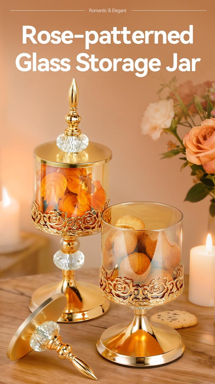 Vintage Clear Storage Jar with Lid, 1 Count Elegant Snack Container Nuts Candy Containers Storage Box, Decorative Storage Glass Jar for Home Living Room Coffee Table