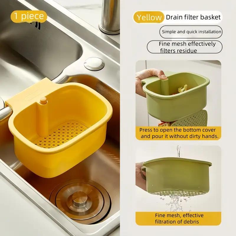 Automatic Kitchen Sink Strainer Basket, Fine Mesh Strainer, Push-Button Drain Filter for Kitchen & Bathroom Sinks, Food Waste Disposal with Removable Bottom