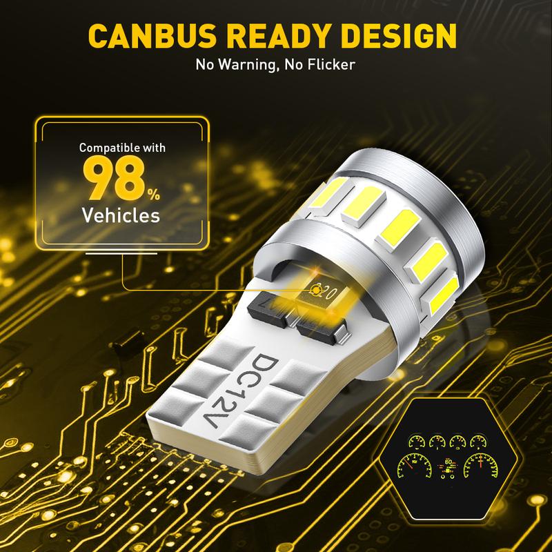 AUXITO Latest 194 LED Bulbs for License Plate Light 6500K Bright White, Canbus Error Free 168 2825 T10 W5W LED Bulb for Car Dome Door Map Courtesy Trunk Cargo License Plate Lights, Pack of 2