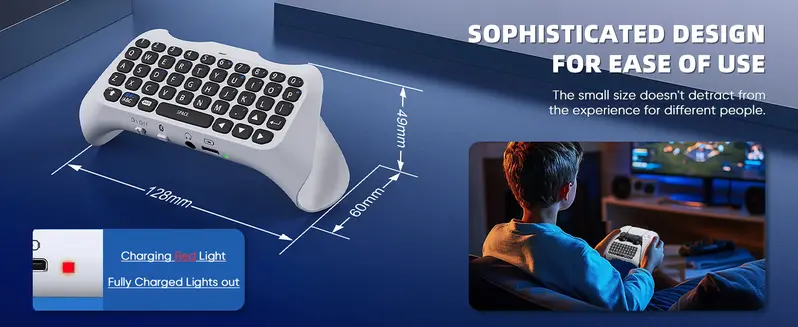 MENEEA Ergonomic Plastic Wireless Video Game Controller Full Game Keyboard for PS5 - Bluetooth 3.0 Mini Size, Built-in Speaker, 3.5MM Audio Jack, Separate Charging for Voice Chat, No Additional Software Needed, PS5 Accessories MENEEA Ergonomic Plastic Wireless Video Game Controller Full Game Keyboard for PS5 - Bluetooth 3.0 Mini Size, Built-in Speaker, 3.5MM Audio Jack, Separate Charging for Voice Chat, No Additional Software Needed, PS5 Accessories
