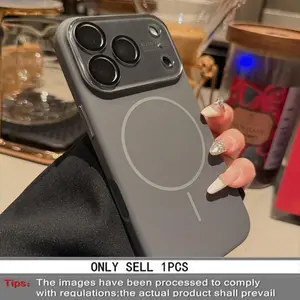 Luxury Glass Film Large Viewfinder Lens, Ultra-Thin Magnetic Wireless Liquid Silicone Protective Case, Compatible with iPhone 17 Pro Max 16 15 Pro Max Accessories