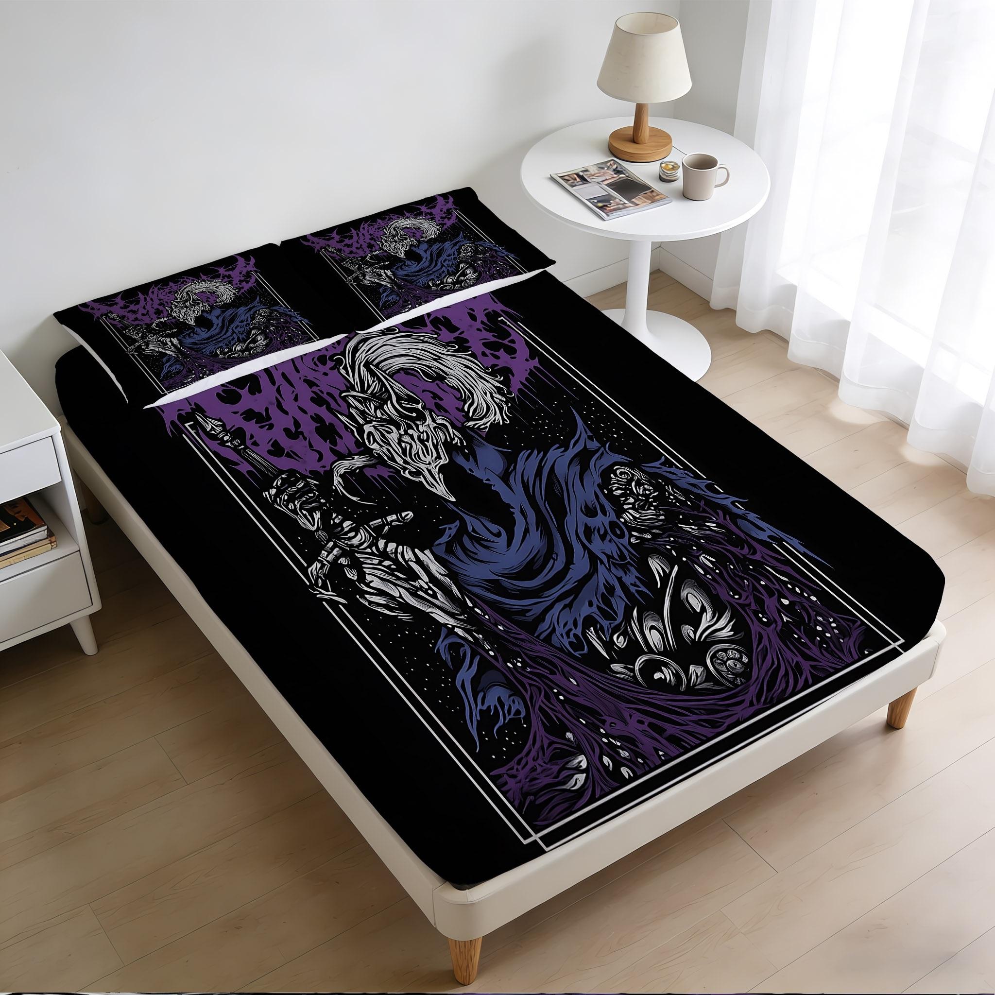 2/3 Pcs Dark Walker Pattern Fitted Sheet Set(1*Fitted Sheet+1/2*Pillowcase,No Filling),High-Definition Digital Printing,Soft And Comfortable Fabric,Suitable For All Year Round,Perfect Gift For Family And Friends On Festivals!