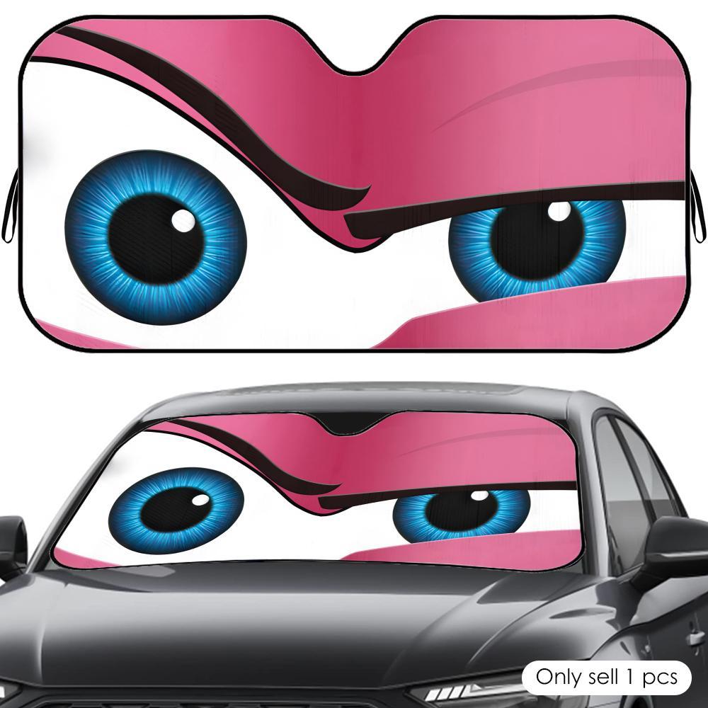 Mechanical Cartoon style Frown Eyes cool Sun Visor Car Windshield Sun Shade UV Block Heat Insulation Reflective Cover Keeps Interior Cool Protects Dashboard Foldable Easy Storage Universal Fit for Car SUV Truck Summer Must-Have