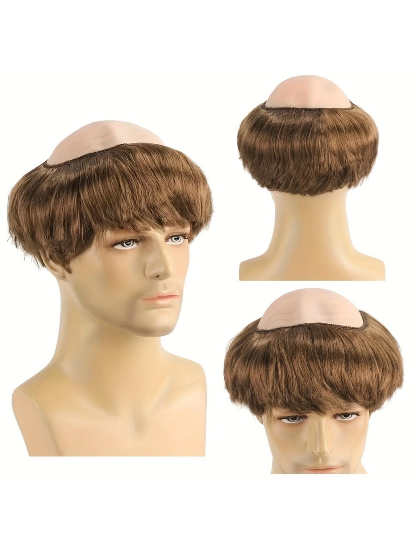 Bald Head Wig Monk Wig Bald Hat Monastic Costume Wig for Halloween, Perfect for Role-Playing and Festive