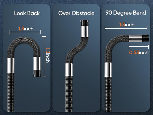 360°  Articulating Borescope with 5.5FT Semi-Rigid Cable 32GB Card , Two-Way HD Waterproof Endoscope  Camera with Light , for Car Accessories, Home Checks, Detecing Tools