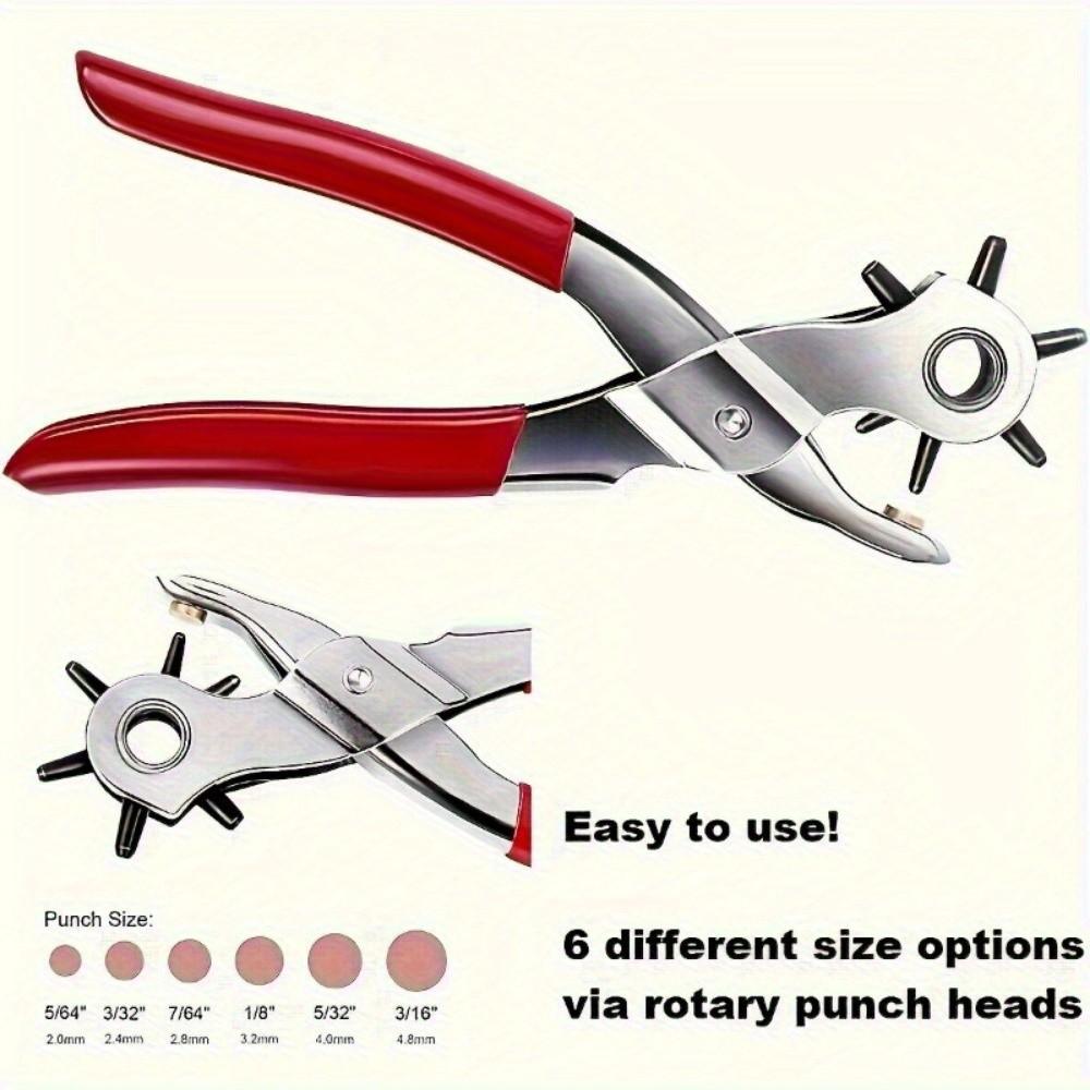 Heavy-Duty Rotary Leather Punching Pliers, Ergonomic Handle, Multi-Size Kit, Precise Holes, Ideal for Belts, Crafts, Sewing Projects, Diy Tool, Smooth Hole Puncher, Hand Tools