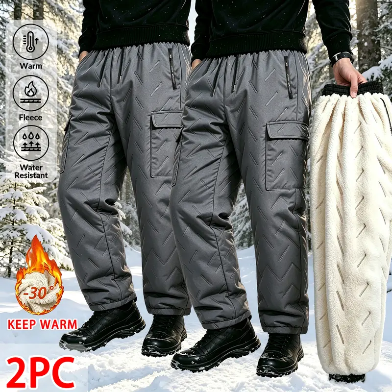 Men's thick winter ski work pants, waterproof and windproof quilted and warm ski pants, drawstring elastic waistband and zippered pockets, suitable for skiing, ice fishing, snow work and daily outdoor activities in cold weather. Men's thick winter ski work pants, waterproof and windproof quilted and warm ski pants, drawstring elastic waistband and zippered pockets, suitable for skiing, ice fishing, snow work and daily outdoor activities in cold weather.