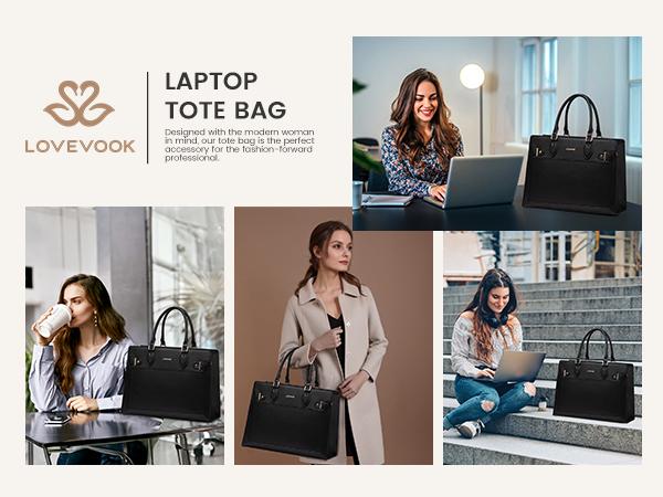 LOVEVOOK Women's Laptop Bag, fits 15.6-inch laptops, Business Tote, Waterproof PU Leather Briefcase, Office Shoulder Bag suitable for Teachers