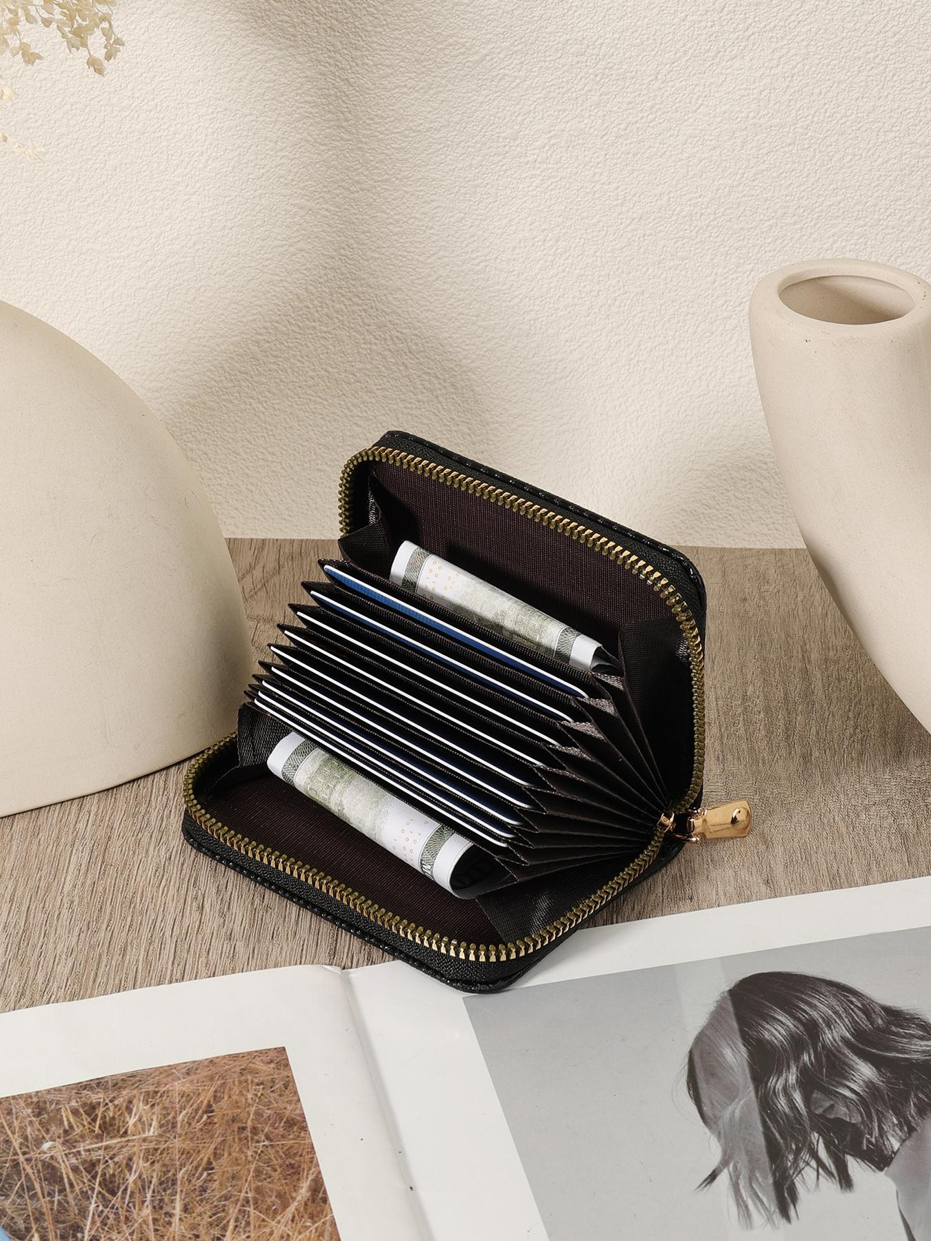 Fashionable Snakeskin Print Short Wallet, Casual Versatile Zipper Card Holder, Simple and Casual Multi Slot Wallet for Women & Girls